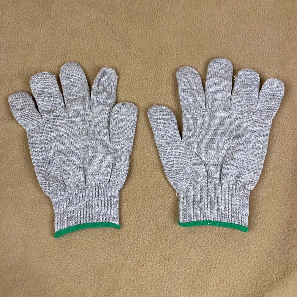Garden Work Gloves Knit Grey Green Trim Outdoor Yard Cotton 1 Pr Grey Unisex New
